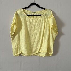Cut Loose Linen Shirt IN Citron Yellow, size XL